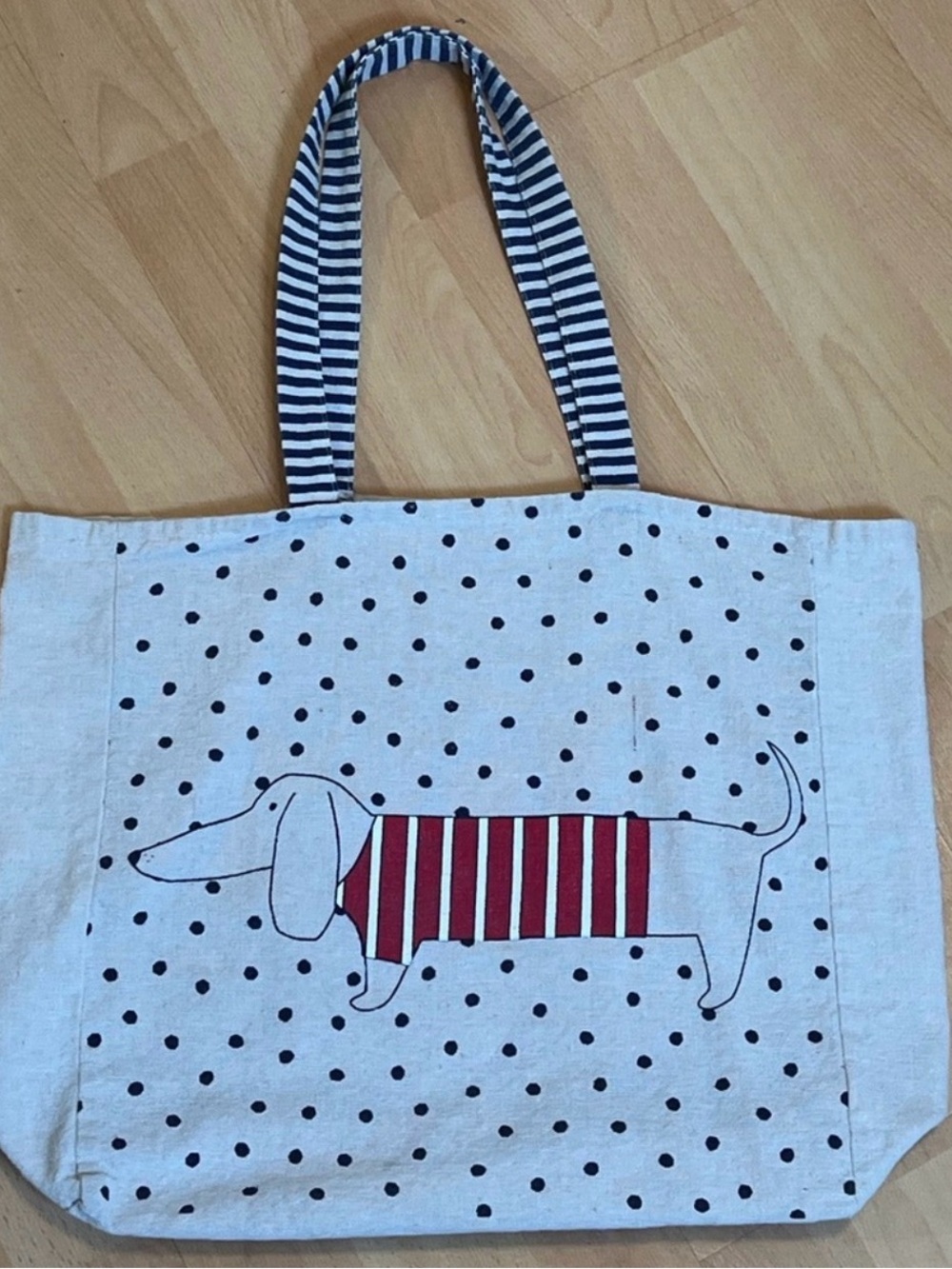 Cotton Tote Bag with Dachshund Graphic